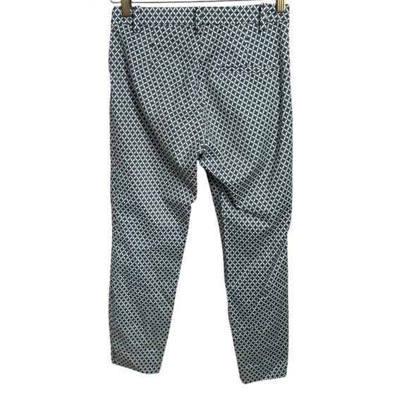 Women's H&M Pants Sz 4 Blue White Geometric Office Career Wear Ankle Length - Picture 6 of 8